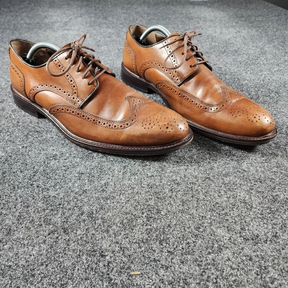 Johnston & Murphy Brown Leather Wingtip Oxford Shoes Mens 11.5 Formal Casual